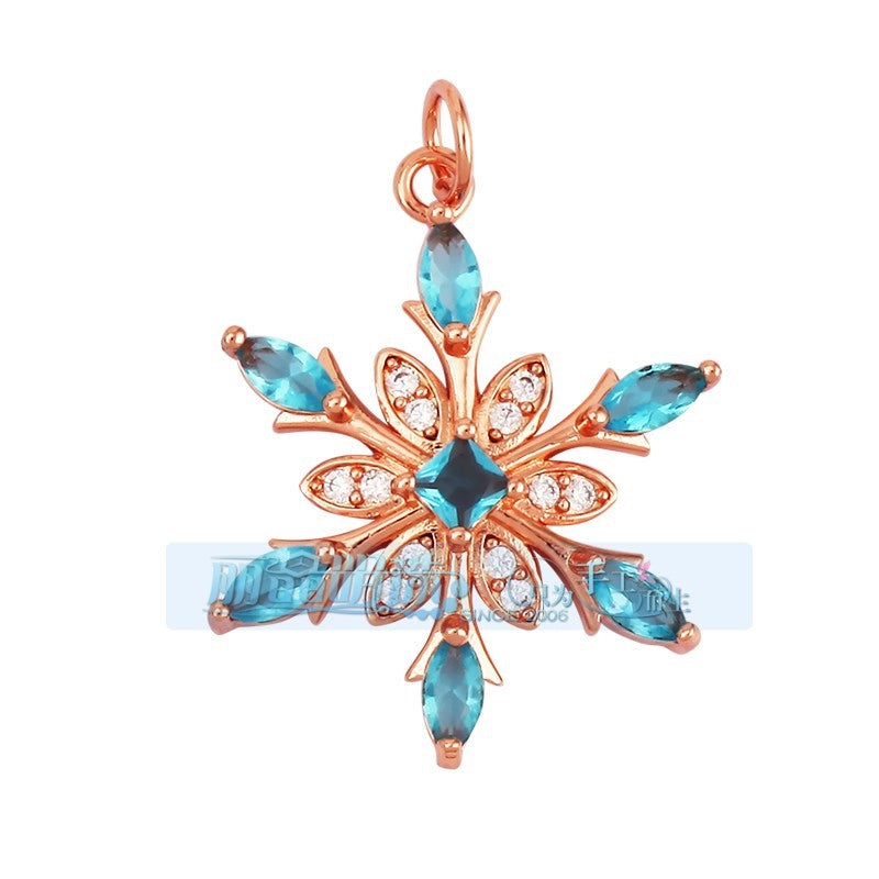 1 Piece Copper Geometric Heart Shape Snowflake Pendant Jewelry Accessories