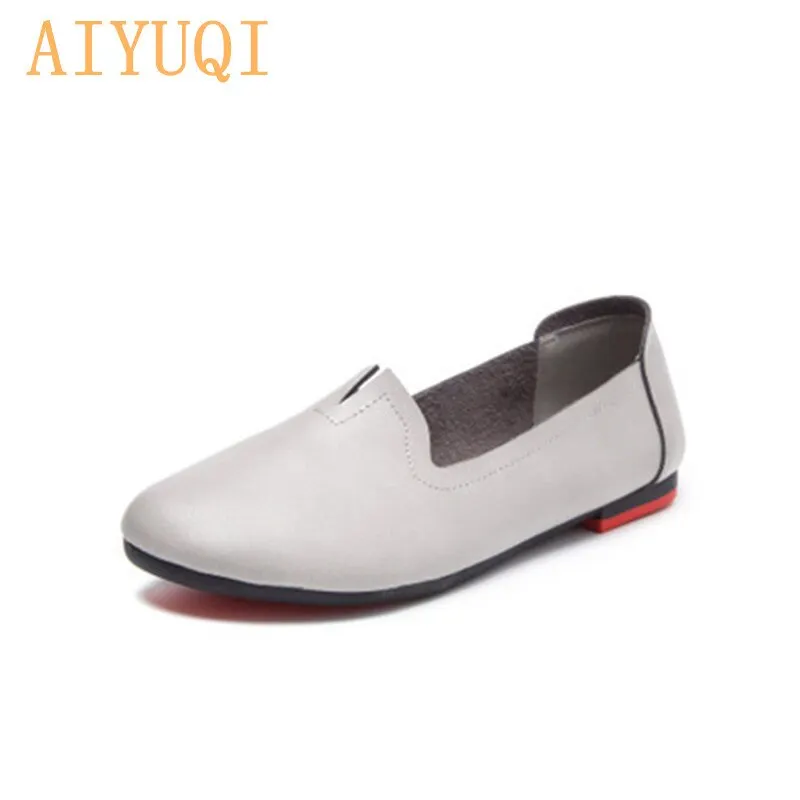 AIYUQI Women shoes spring 2021 new large size women shoes genuine leather casual sweet women flat shoes