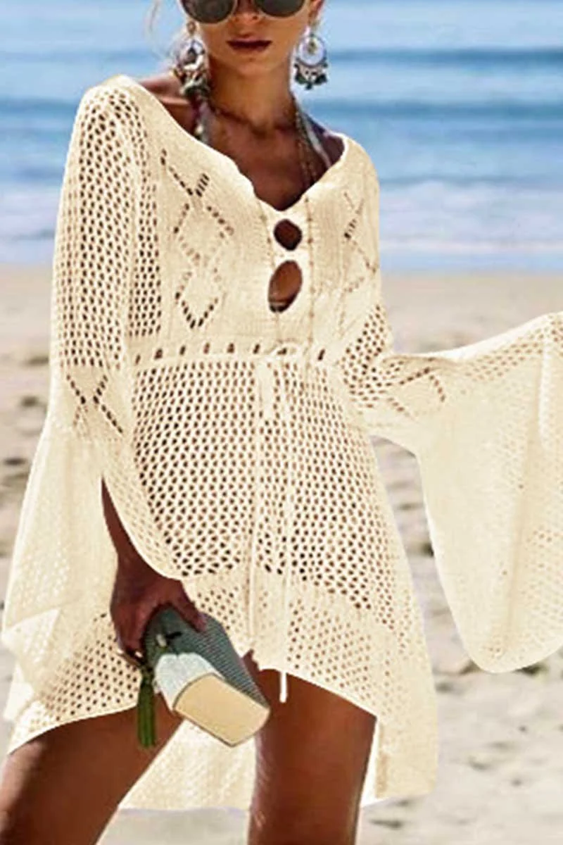 Casual Hollow Knitted Beach Cover-up