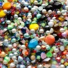 1000g Mixed Colorful beads, translucent glass flat beads, colored glaze, red and blue small beads, colorful rice beads mosaic tiles art material