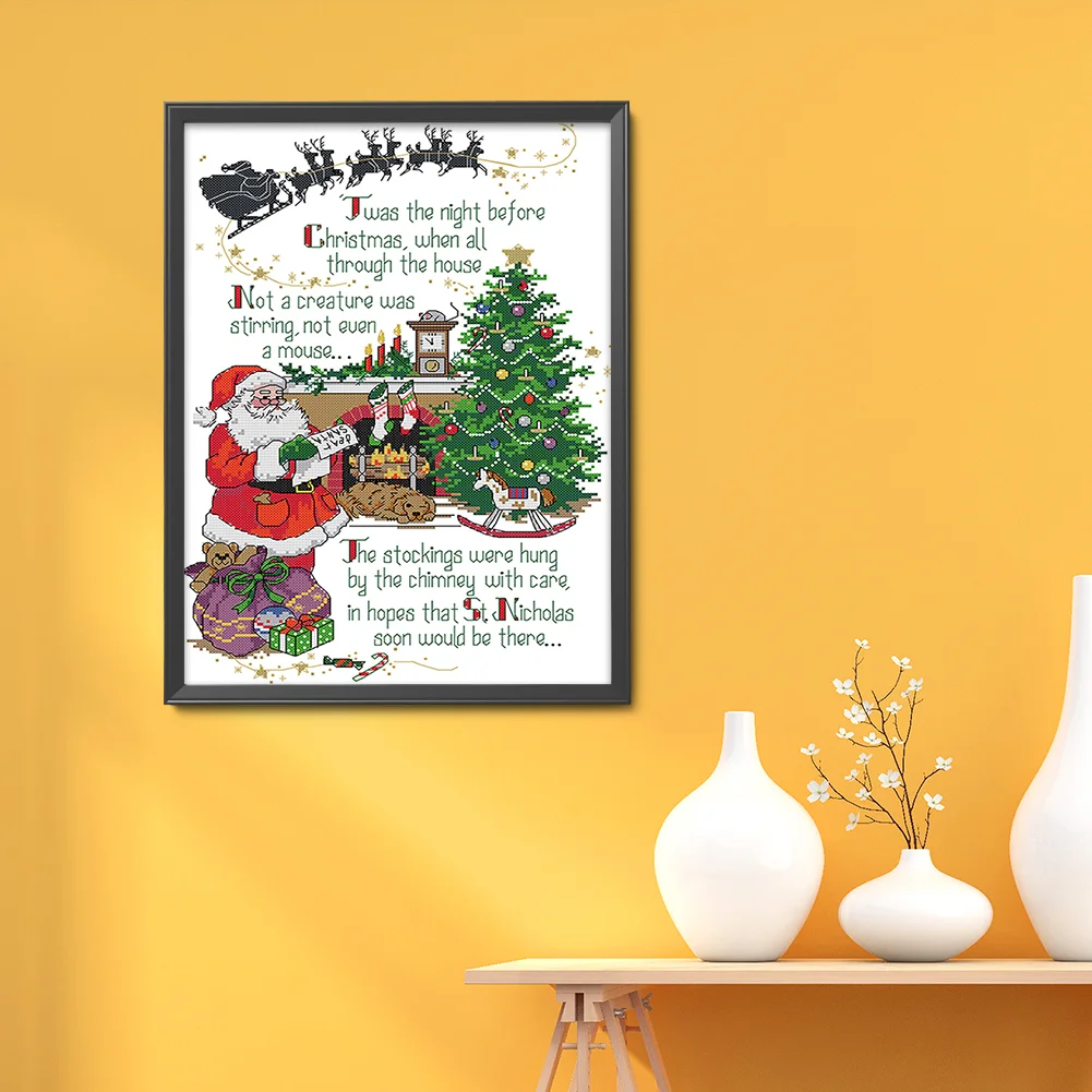 Partial Embroidery cotton Thread 14CT Printed Christmas Cross Stitch Kit