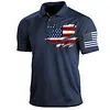 Men's T-Shirt Polo Vintage American Flag Independence Day Short Sleeve Outdoor Summer Daily Top Navy Blue Black Khaki by Inlyline