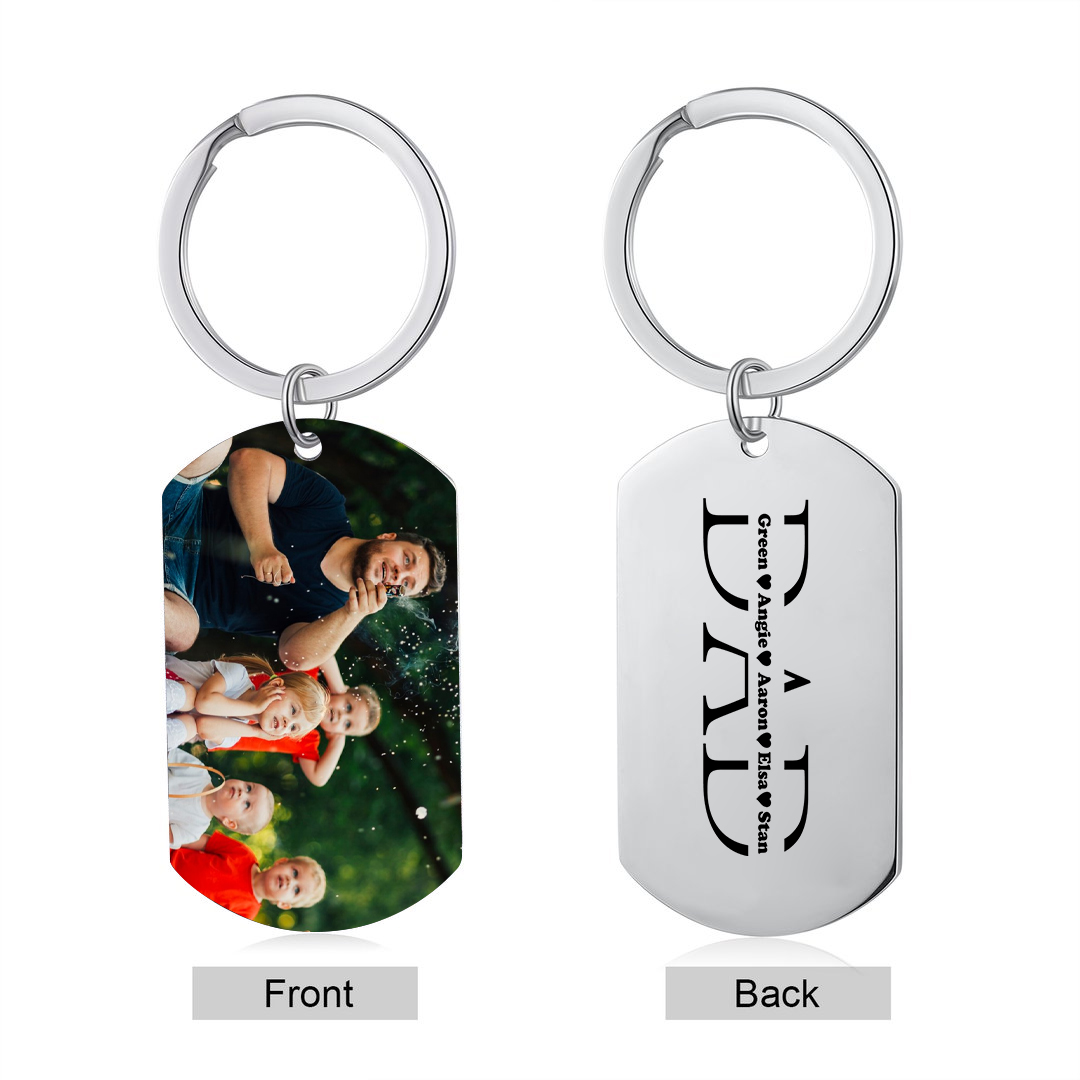 5 Names - Personalised Dad Keychain Custom Name & Photo Keychain Father's Day Gifts-Jessemade AU