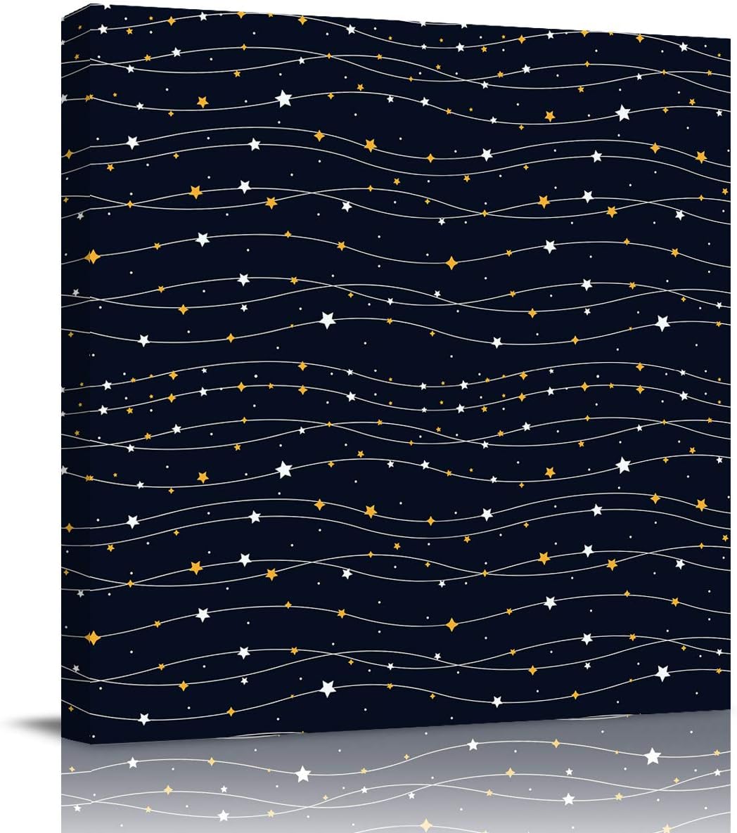 Canvas Wall Art Room Decor Dark Night Brightness Star Painting Pictures Print Modern Artwork Poster for Bedroom Living Room Kitchen Bathroom Home Office Decoration, Framed 20x20in