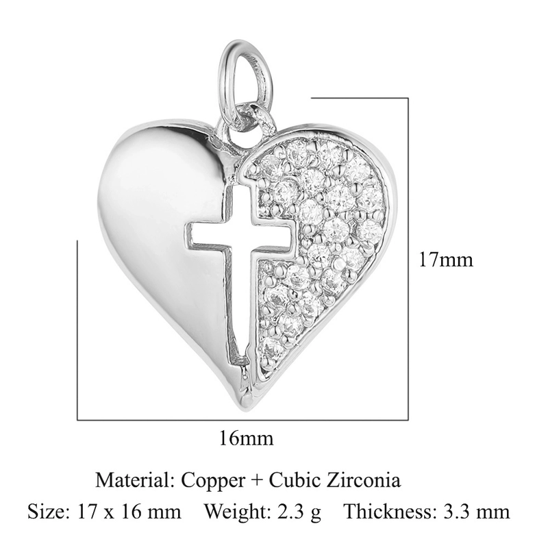 1 Piece Copper Zircon 18K Gold Plated Heart Shape Crown
