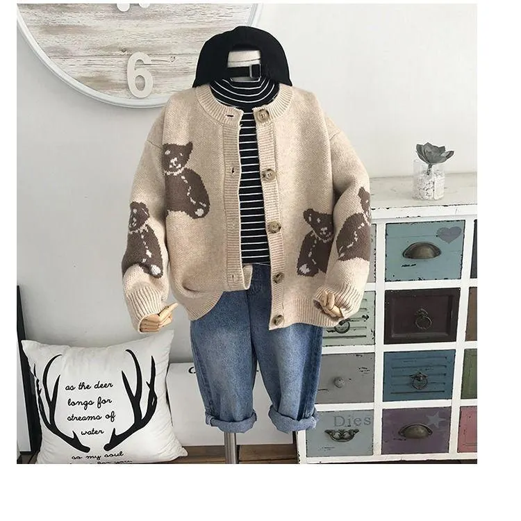 Baby boys and girls Cardigan sweater 2-11years autumn and winter Cartoon jacquard knitting outwear children's clothing christmas