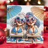 (US Local)6Pcs Cute Old Lady DIY Diamond Painting Greeting Card for Holiday Party Favors