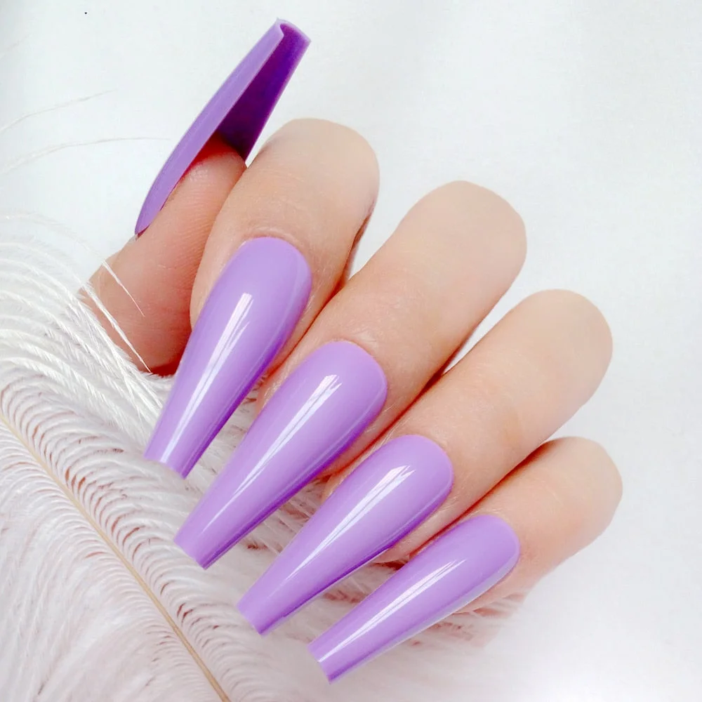 24Pcs Shiny Nude Long Artificial Fake Nails For Design Ballerina Stiletto False Nails DIY Full Cover Finger Tips Manicure Tools-Nail Inspo