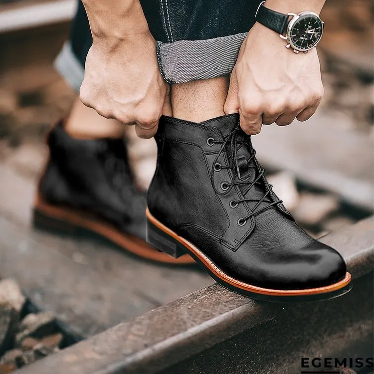 Cow Split Leather Men Boots Comfortable Boots Men Footwear Rubber Ankle Boots Men's Shoes | EGEMISS