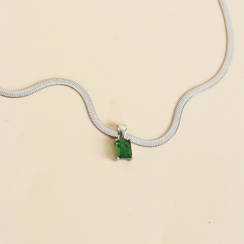 304 Stainless Steel 16K Gold Plated White Gold Plated Gold Plated Retro Plating Geometric Square Zircon Necklace