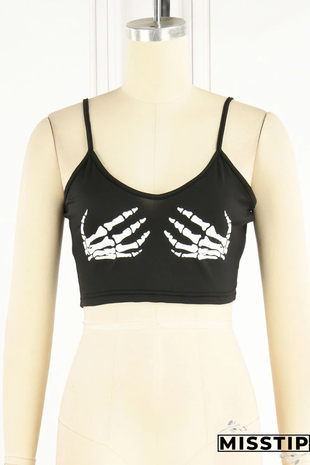 Grey Sexy Street Print Patchwork Spaghetti Strap Tops