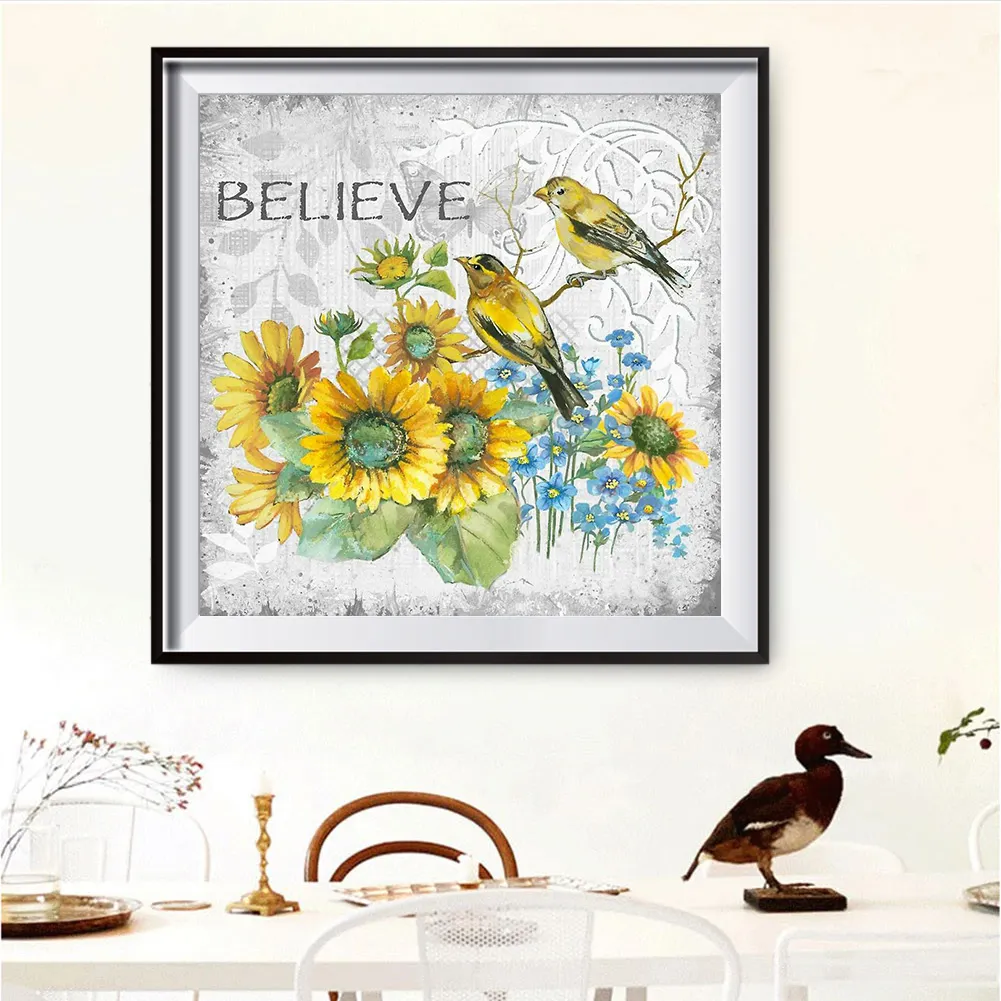 Full Round Diamond Painting 30*30cm - Flowers And Birds
