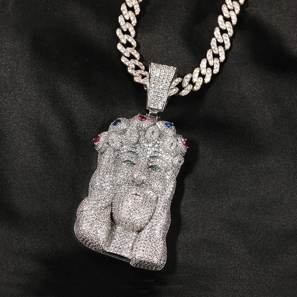 Christ Jesus Pendant Necklace Full Iced Out Cubic Zircon Charms Hip Hop Jewelry-VESSFUL