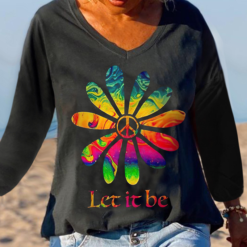 Let It Be Tie-dye Pattern Printed Women's T-shirt