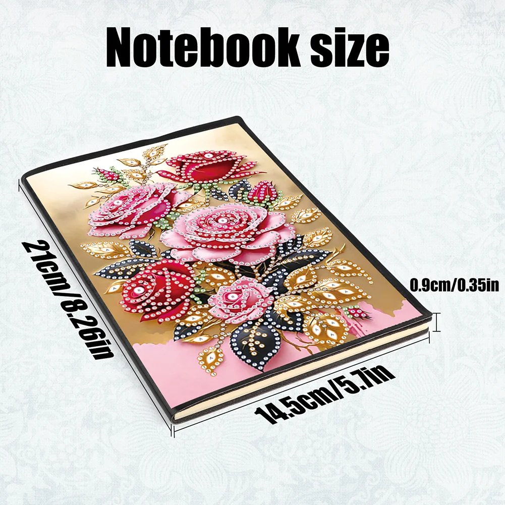 5D DIY Special Shaped Rose 50 Pages Diamond Painting Notebook for Adults Beginners