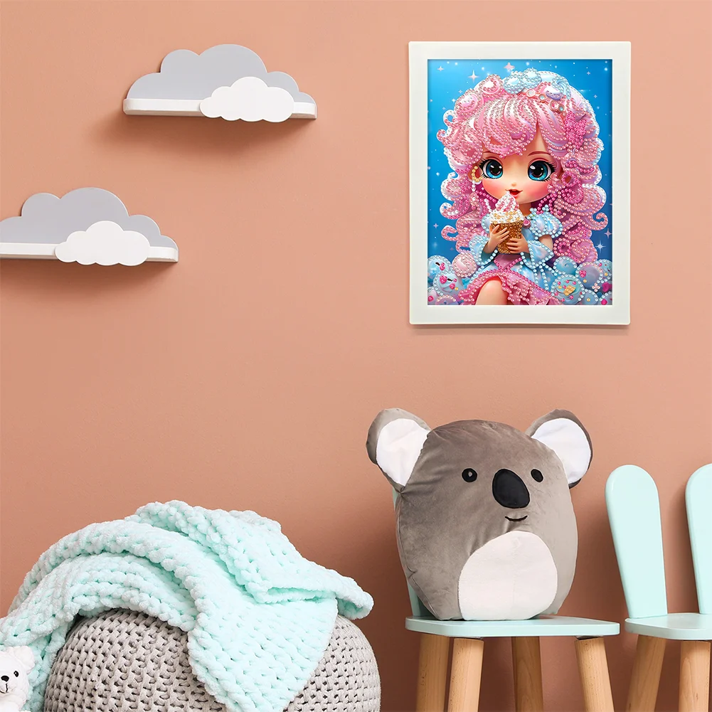 Diamond Painting - Partial Crystal Rhinestone Drill - Cartoon Girl(Canvas|15*20cm)【with Plastic Frame】