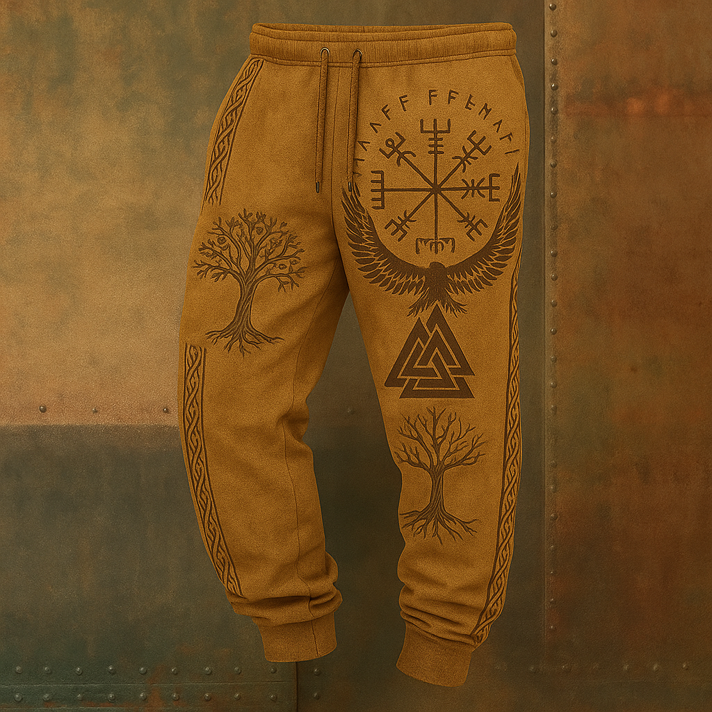 Viking Unisex Runes Eagle & Life Tree Graphics Jogging Pants