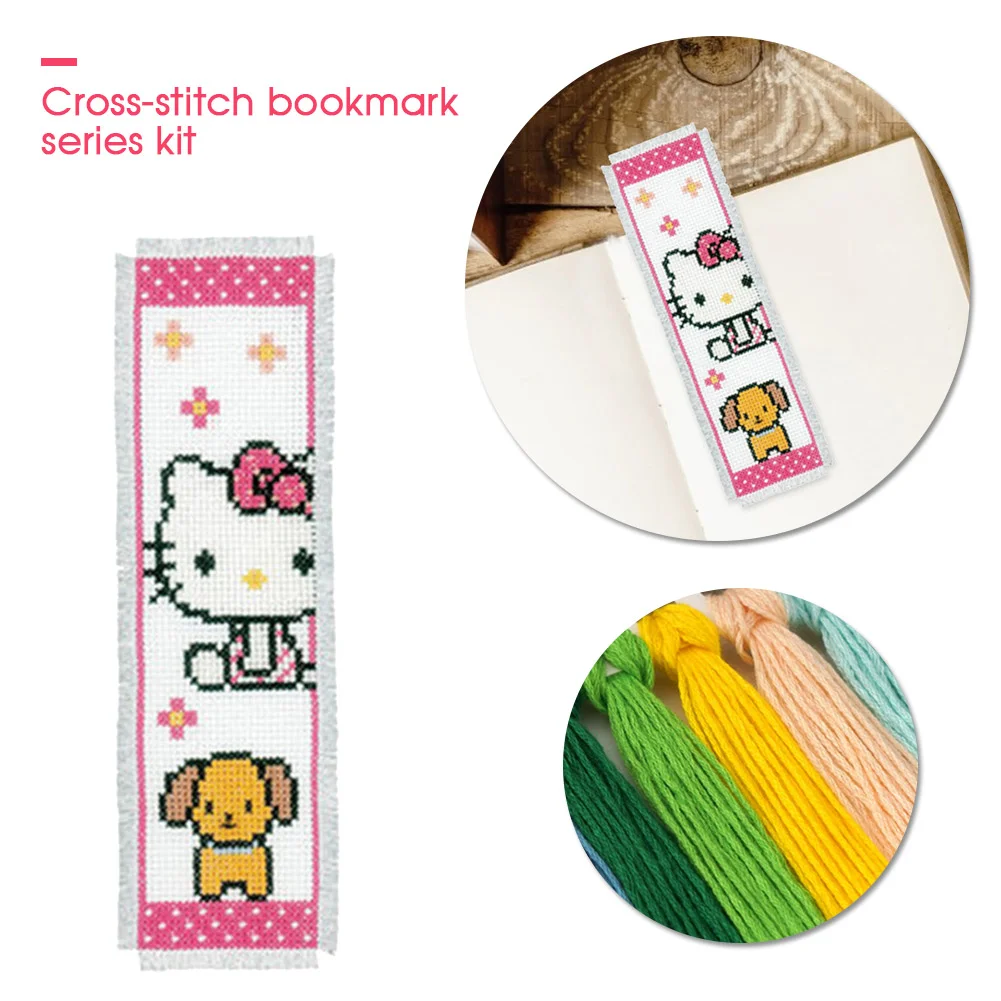 14ct 2-Strand Double-sided Counted Cross Stitch Bookmark - Kitty(18*6cm)