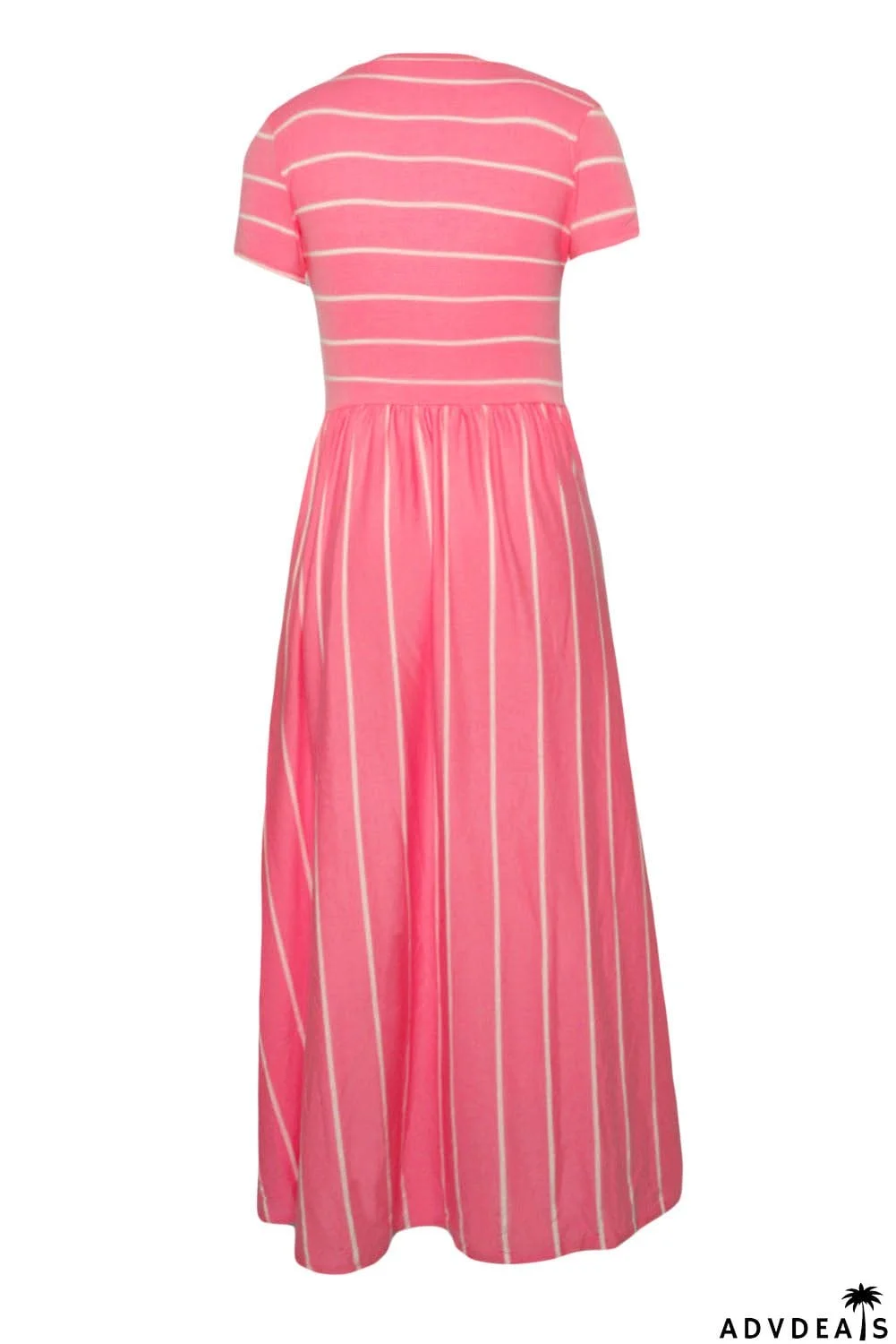 Striped Black Short Sleeve Maxi Dress