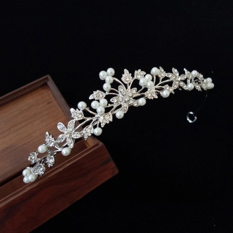Minimalist Flower Imitation Pearl Alloy Rhinestone Hair Band 1 Piece