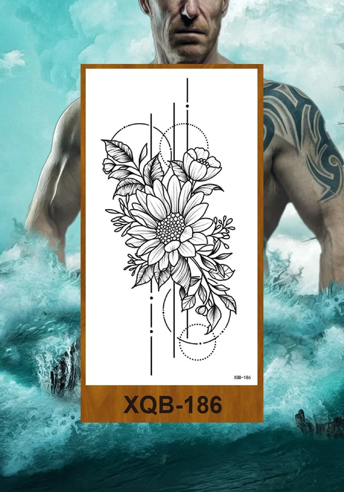 Temporary Tattoos Stickers Women Girl Chest Arm Fake Tatoo Lotus Peony Rose Magnolia Flowers Totem Face Body Makeup Waterproof