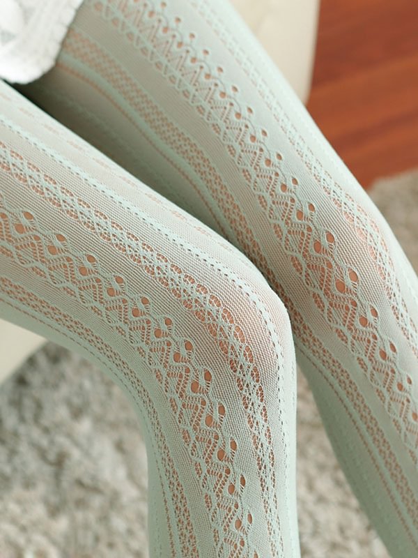 Crochet Pantyhose Synthetic Sweet Embroidered  Lolita Tights Novameme