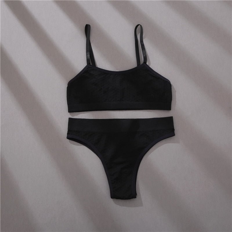 FINETOO S-2XL Women Seamless Bra Lingerie Set Sexy Push Up Crop Top Brazilian Panties Active Sports Sets Fitness Top Underwear