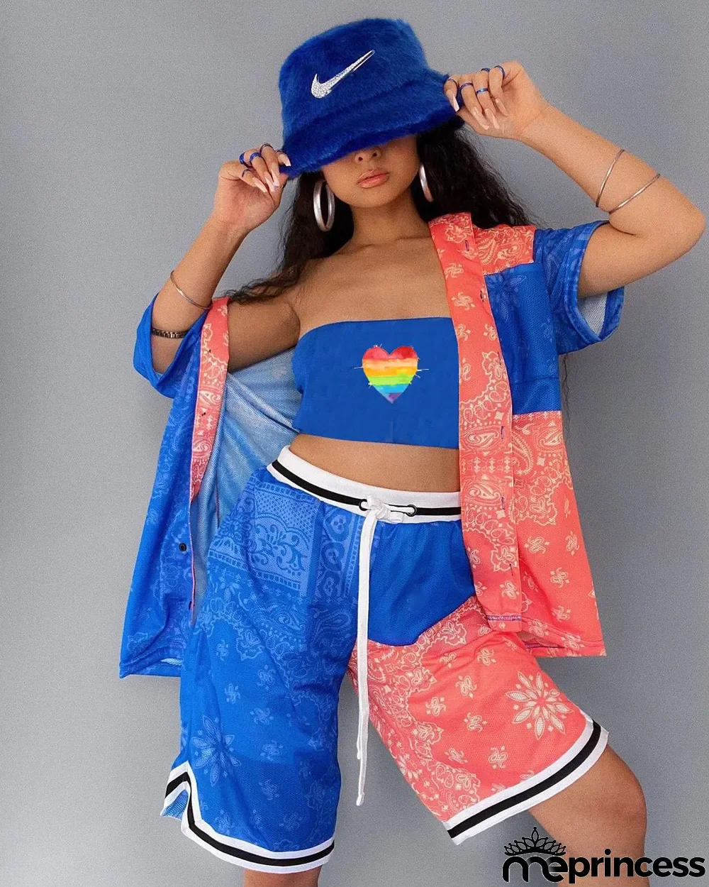 Casual Printed Short Sleeve Coat And Shorts 2 Piece Suits