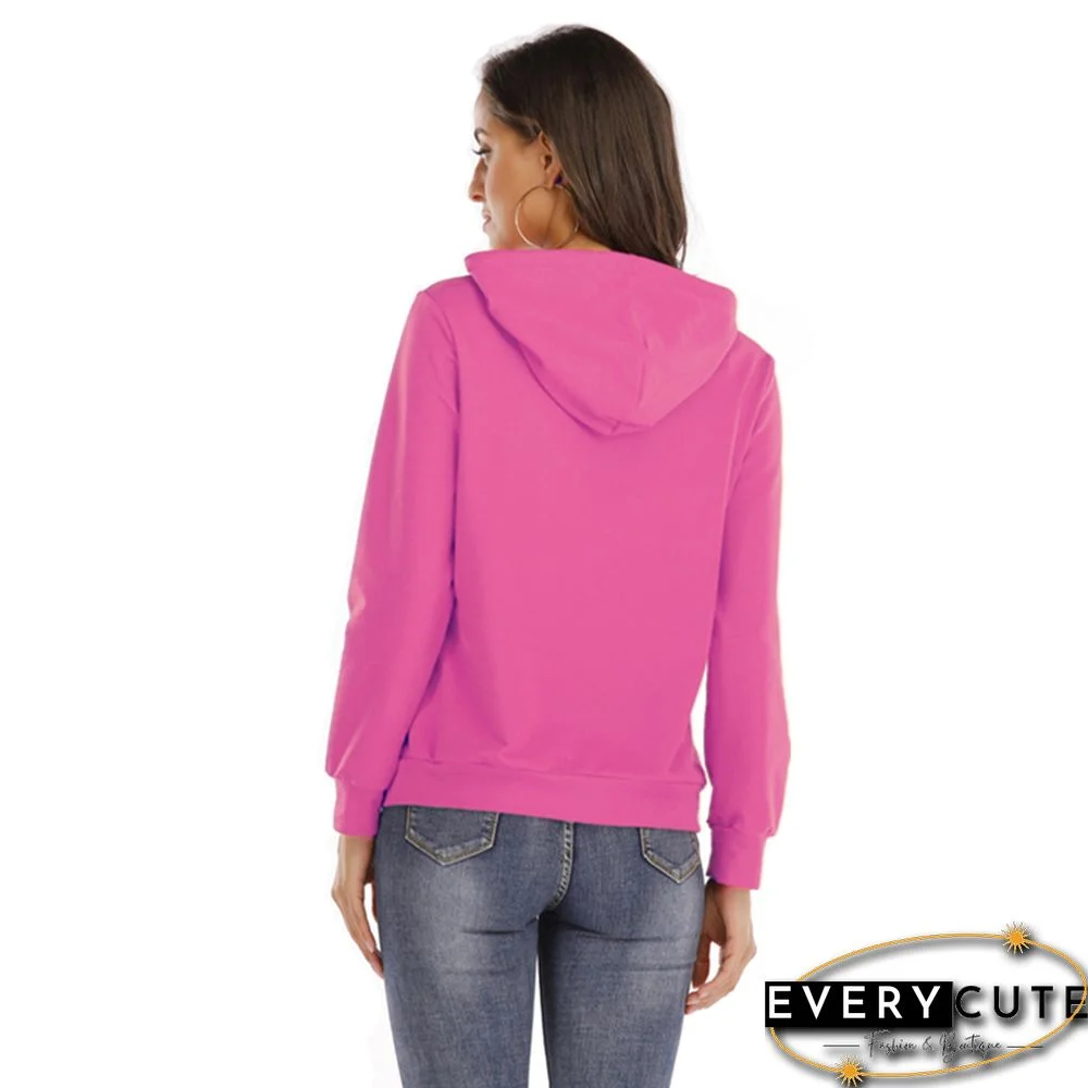 Rosy Zipper Neck Pullover Hoodie