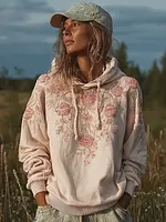 Bohemian Retro Countryside Style Plant Flower Design Women's Hoodie