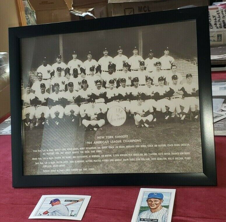 Baseball LOT 1964 New York Yankee Team Pic Mickey Mantle Whitey Ford 1989 Bowman