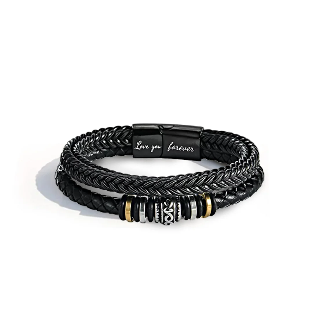 To My Grandson | Love You Forever | Leather Braid Bracelet