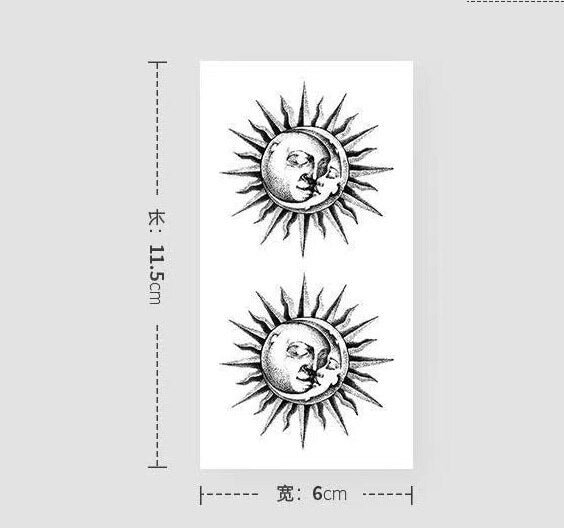 Black Sun Temporary Tattoos For Men Women Arm Wirst Body Art Waterproof Fake Tatto Stickers Flash Party Decals Tatoos