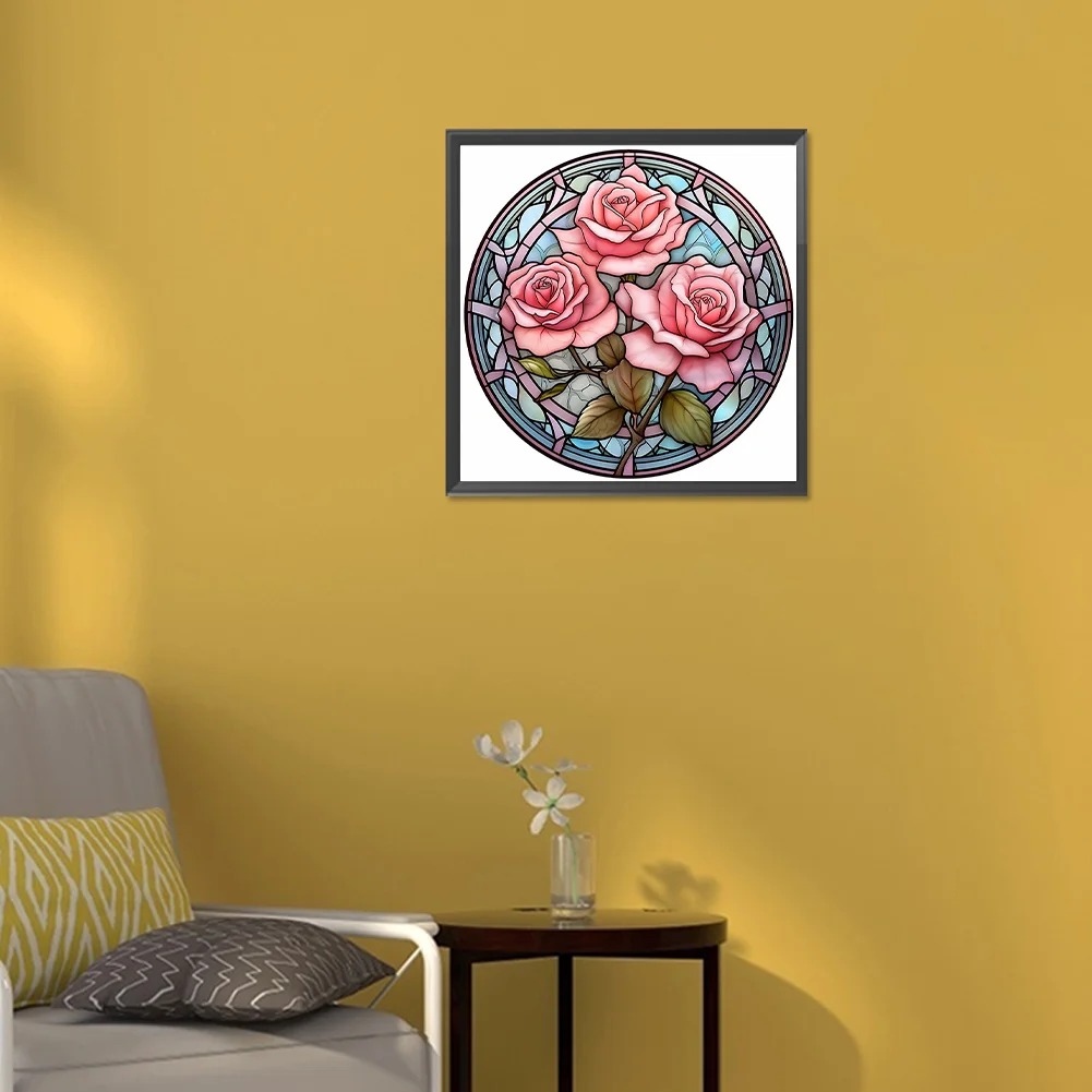 Diamond Painting - Full Round Drill - Stained Glass Flower(30*30cm)