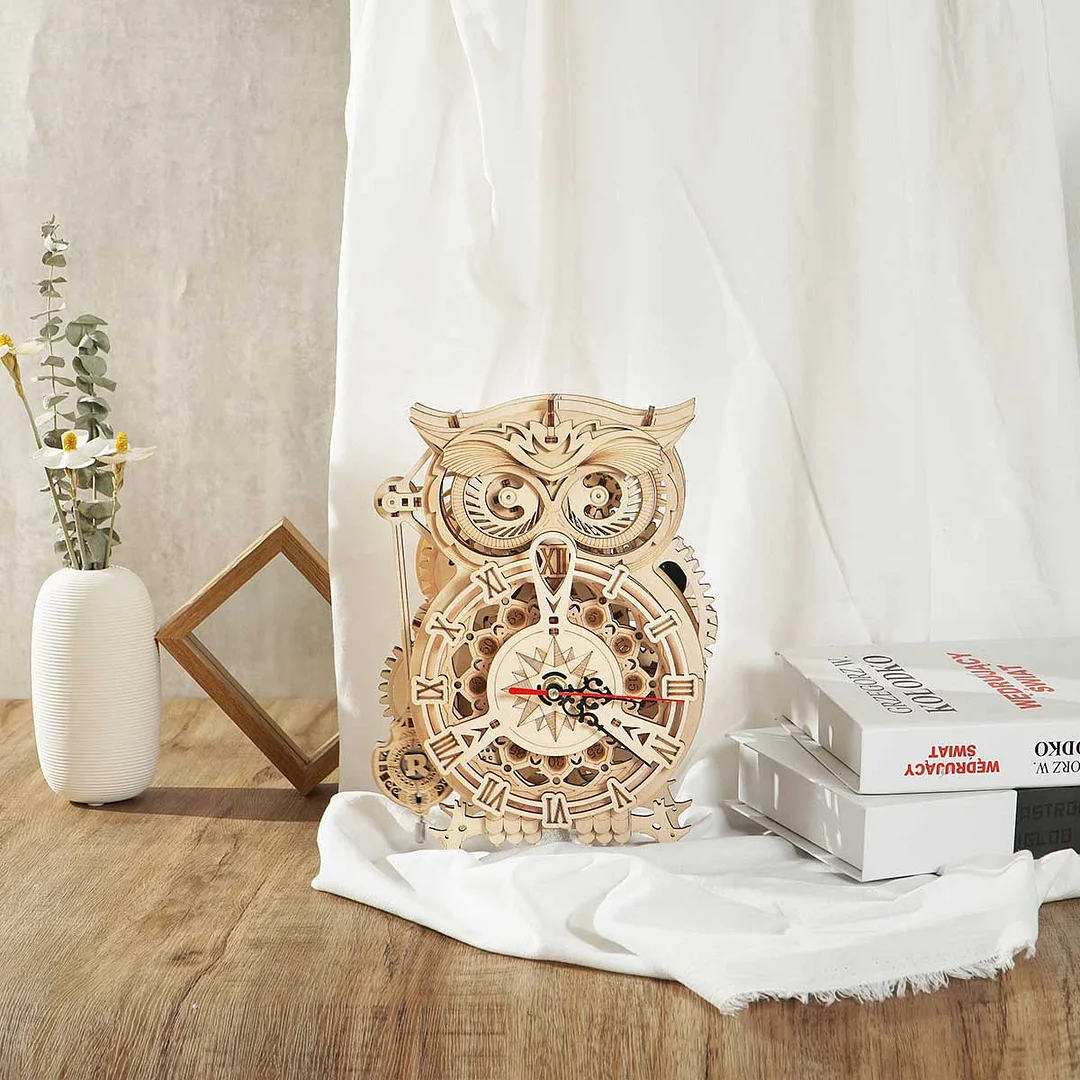 ROKR Owl Clock LK503 Mechanical Gears 3D Wooden Puzzle