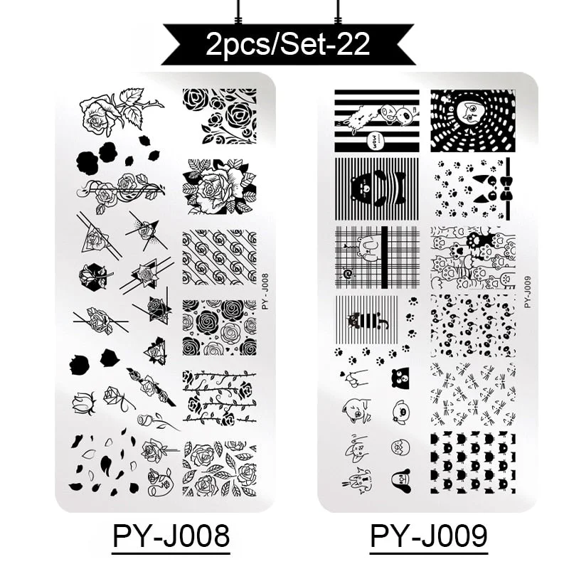 PICT YOU Stamping Plates Kits Striped Line Flowers Stamp Plate Tropical Geometry Lace Halloween Pumpkin Nail  Image Plate-Nail Inspo