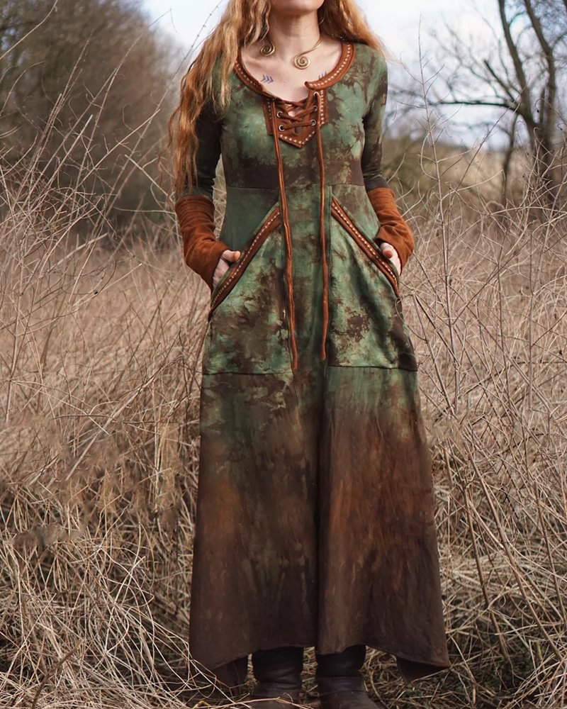 Women's Retro Folklore Print  Dress-0926-04