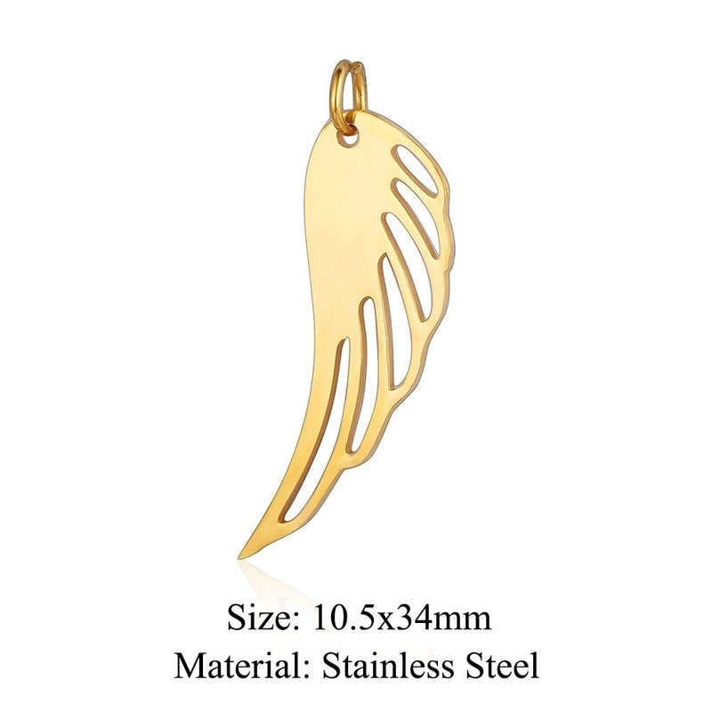 5 Pieces Stainless Steel 18K Gold Plated Angel Wings