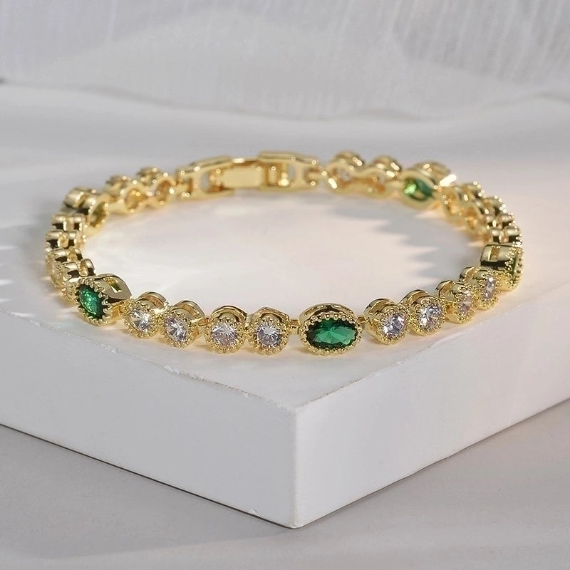 Copper 18K Gold Plated White Gold Plated Original Design Plating Inlay Multicolor Zircon Bracelets