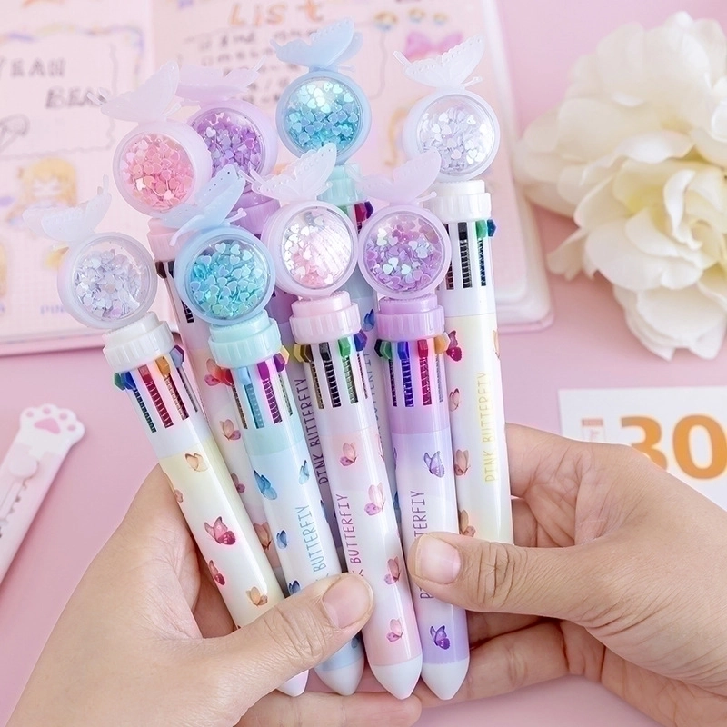 Cartoon Butterfly Multi-function 10-color Ball Pen