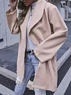 Simple Solid Color Lapel Collar Buttoned Loose Casual Woolen Outerwear