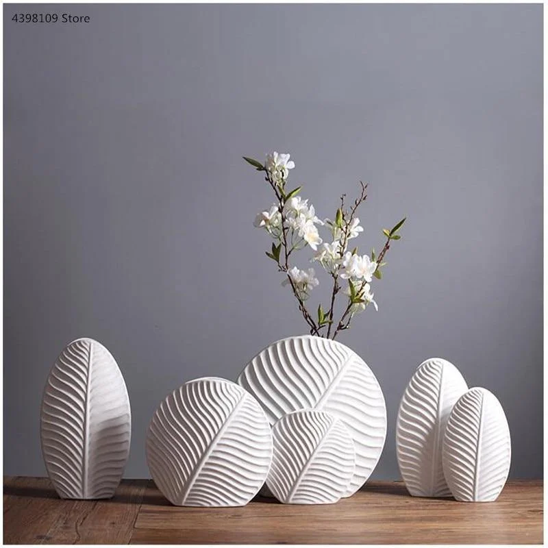 White Leaf Vases