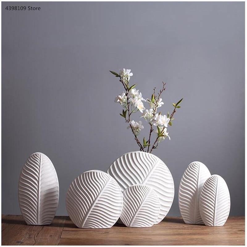 White Leaf Vases