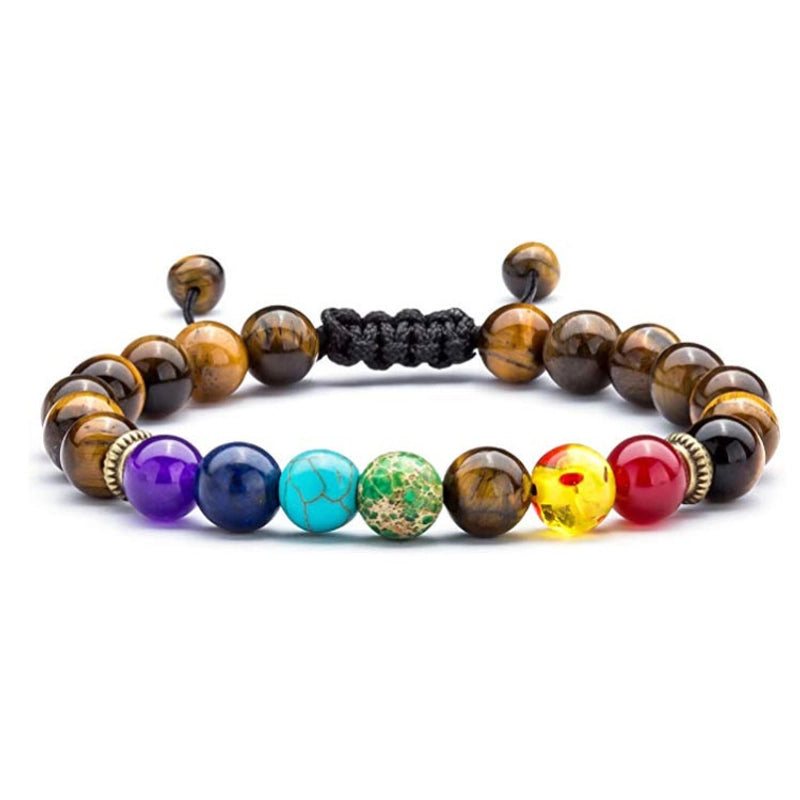Hot Selling Seven- Energy Bracelet Lapis Lazuli Tiger Eye Woven Yoga Wheel Bracelet Beaded Bracelet For Men