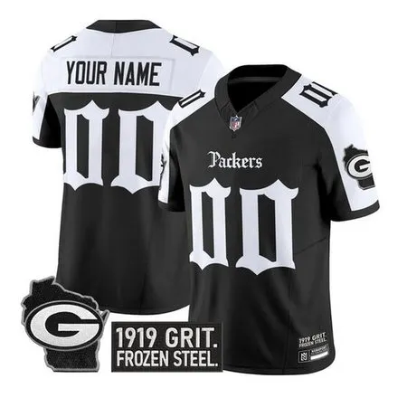 Men's Green Bay Packers Black Alternate F.U.S.E. "Gothic Frozen Tundra Edition" Vapor Limited Stitched Football Custom Jersey 4HMS