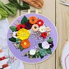 (Multi-Style) Flower-DIY Embroidery Kit with Pattern Cotton Threads Needles Hoop 30*30cm/11.81*11.81in
