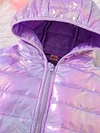 Kid Girl Vibrant Snow Shiny Hooded Padded Lightweight Coat