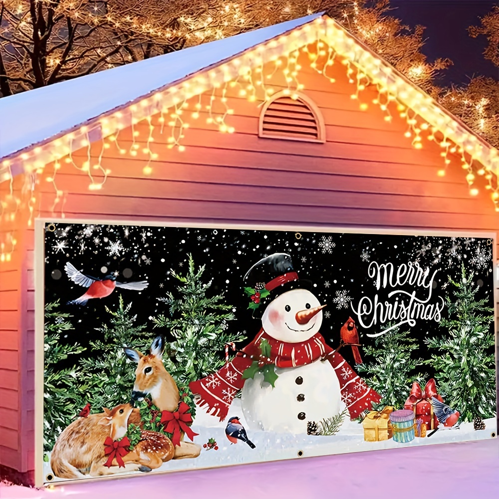 Tegooe Large Christmas Garage Door Banner Decoration with Snowman