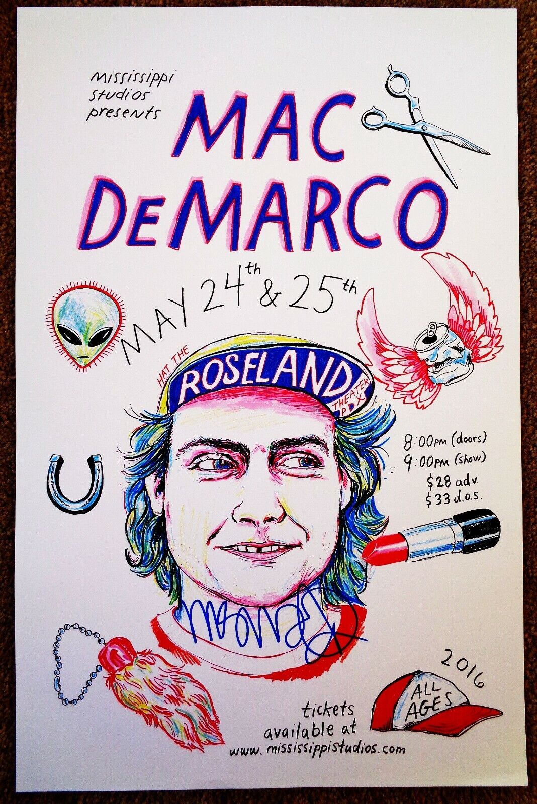 Signed MAC DEMARCO Gig POSTER In-Person Autograph 11x17 Concert (With Proof)