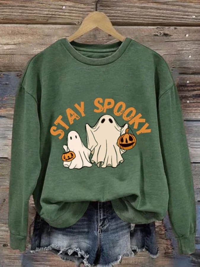 Women's Halloween Printed Casual Round Neck Sweatshirt